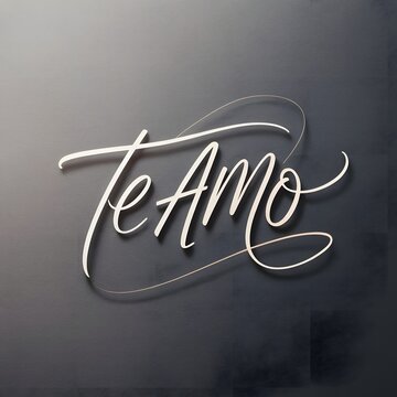 Handwritten calligraphy 'Te Amo' love phrase on dark textured background for romantic designs spanish phrase for Love you  Eu te amo mucho for , Feliz dia del Amor, dia de san valentin, 