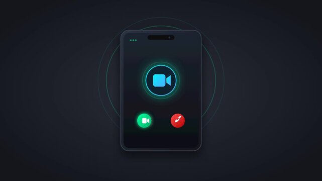 4K Animated Smartphone Video Call Ringing Alert Screen Interface