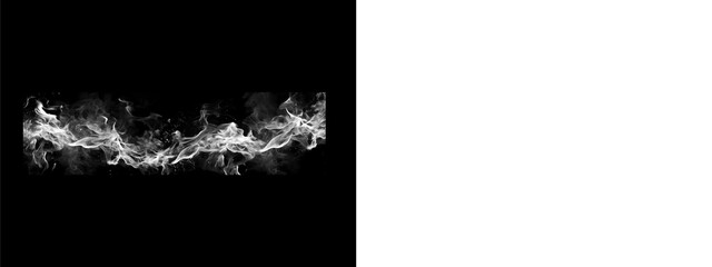 Fototapeta premium Abstract white smoke trail isolated on black background isolated on transparent background