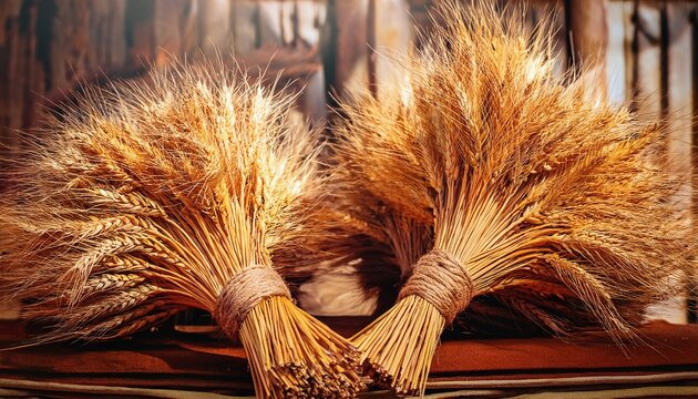 traditional wheat sheaves wrapped with rope