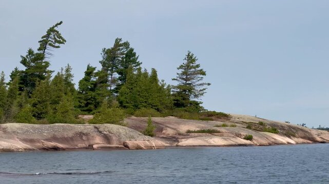 Smooth, weathered Georgian Bay Islands at Indian Harbour in Northern Ontario