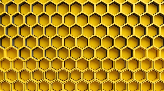 vibrant yellow honeycomb pattern background with geometric hexagonal grid structure for modern design and abstract art wallpaper textures
