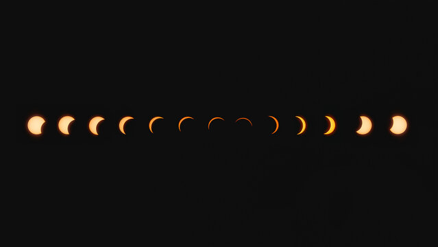 Timelapse d&rsquo;une &eacute;clipse solaire dans le ciel, montrant le Soleil progressivement masqu&eacute; par la Lune puis r&eacute;apparaissant.