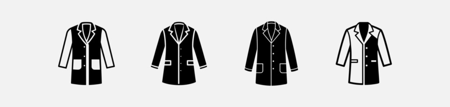 long lab coats with contrasting trim and chest pockets isolated design