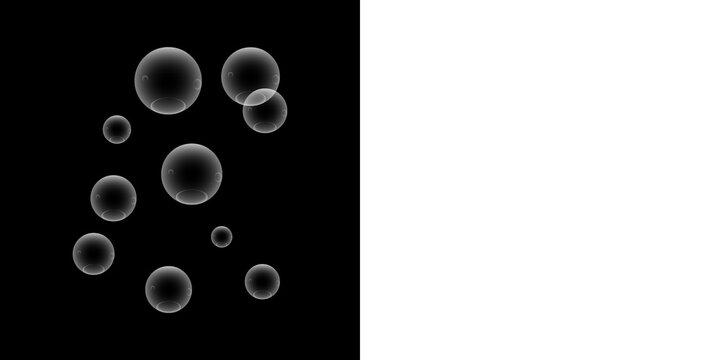 Monochrome abstract pattern featuring circular shapes on black background