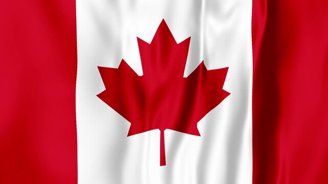 Canadian Flag Flowing in Soft Satin Fabric Motion