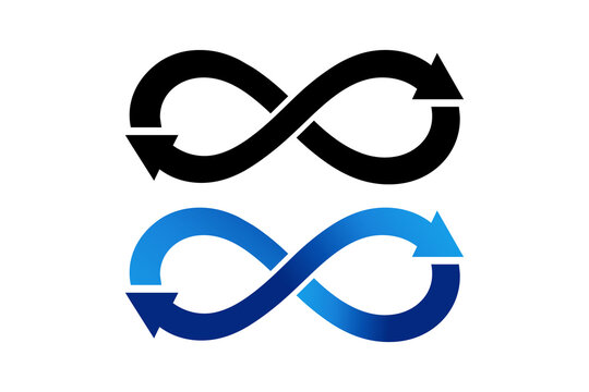 Infinity arrow loop symbol black and blue gradient