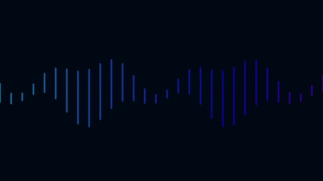 Abstract blue and purple vertical bars drifting in a wave pattern on a dark background