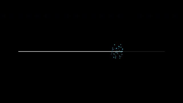 Abstract blue glowing particle loading bar animation moving across a dark background