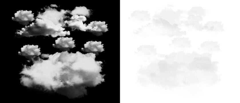 Scattered small white clouds bundle with transparency for dynamic sky design and atmospheric background layers.