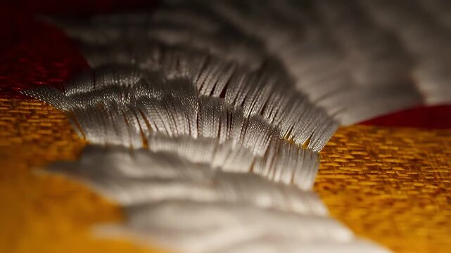Dragon Scale Embroidery on Bhutanese Flag Macro Detail
