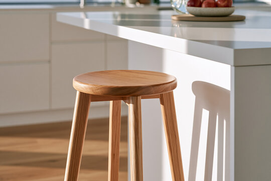 Modern Wooden Bar Stool in a Bright Kitchen