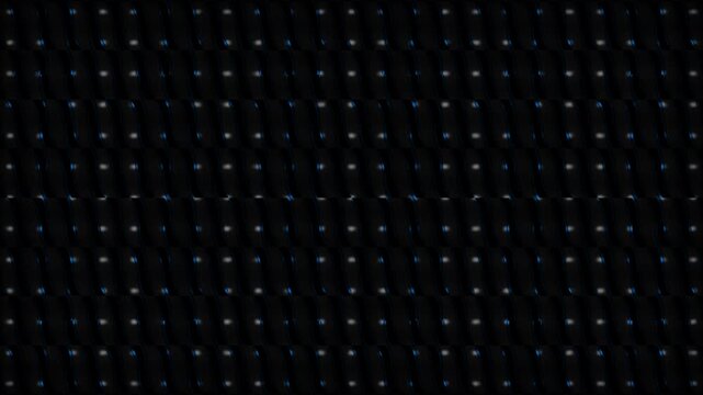 Abstract dark blue background with a flowing grid of white dots and lines, creating a wave pattern. Modern digital texture for technology, data, science, or futuristic design use