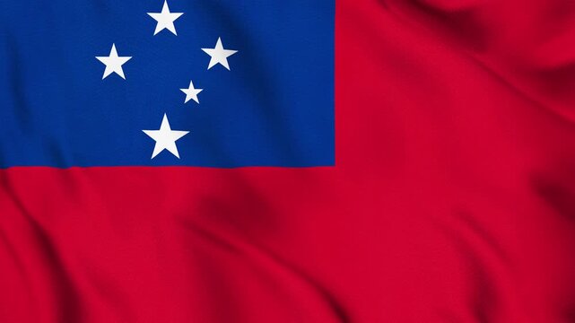 Samoa National Flag Waving in Wind with Realistic Fabric Texture, Seamless Loop Animation 4K