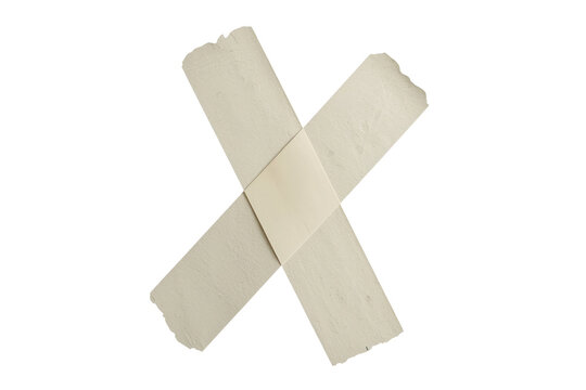 Cream masking tape strips crossed diagonally into an X shape
