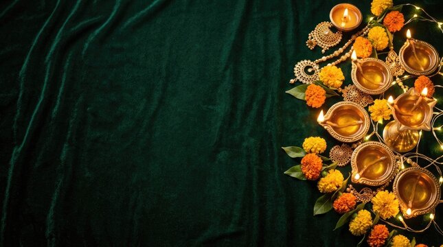 Beautiful background for happy diwali celebration featuring traditional oil lamps for this vibrant indian festival of lights