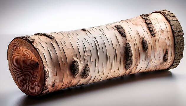 a cylindrical object resembling birch bark with visible texture and markings