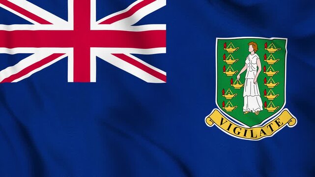 British Virgin Islands National Flag Waving in Wind with Realistic Fabric Texture, Seamless Loop Animation 4K