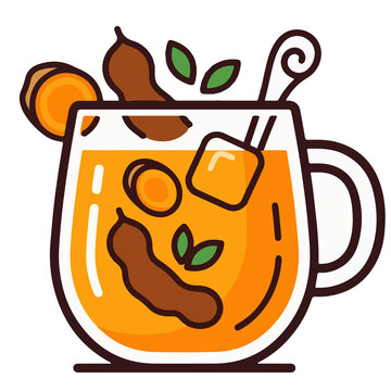 Indonesian Food Vector Icon - Jamu Kunyit Asam
