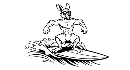 Fototapeta premium Cool Surfing Kangaroo Mascot Vector Illustration