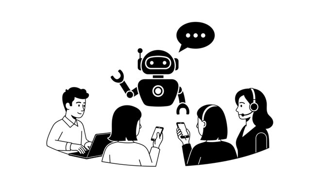People Interacting with AI Chatbot Assistant