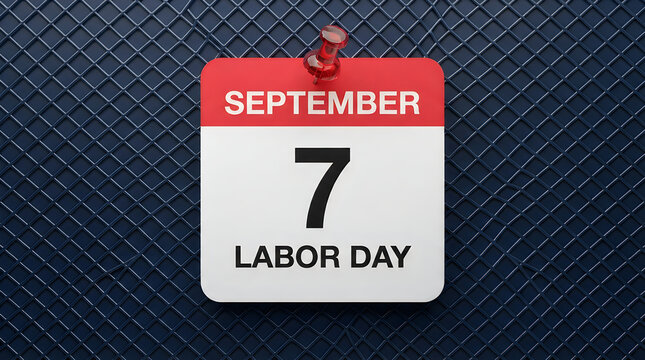 Calendar page showing september 7th as labor day on a dark textured background