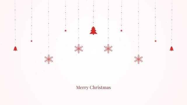 Minimal Christmas Background with Hanging Trees and Snowflakes festive decoration
