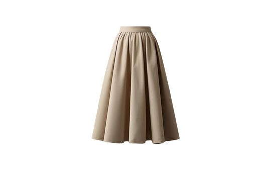 Beige long gathered skirt with soft full fabric folds