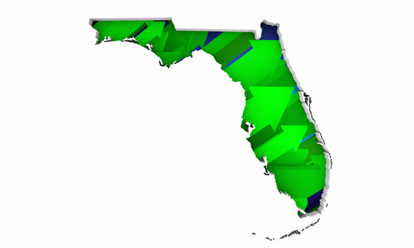 Florida FL State Map Arrows Increase Up On the Rise Growth Data 3d Illustration