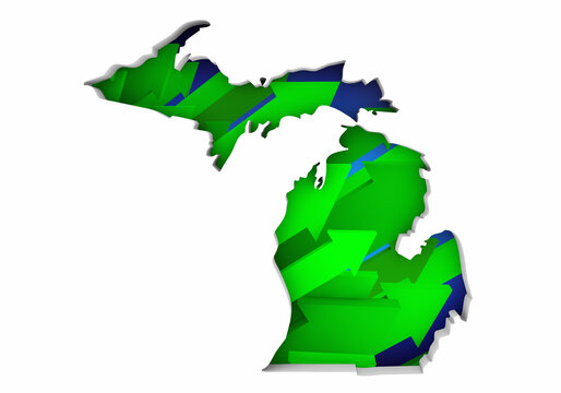 Michigan MI State Map Arrows Increase Up On the Rise Growth Data 3d Illustration