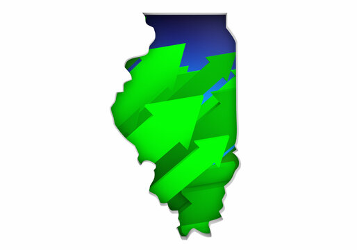 Illinois IL State Map Arrows Increase Up On the Rise Growth Data 3d Illustration