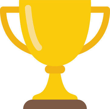 Golden trophy cup icon vector illustration for sports achievement success and competition award recognition flat design graphic element for business victory