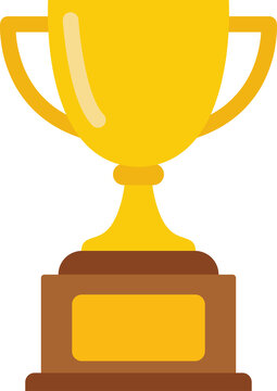 Gold Trophy Cup for Winner and Success Achievement Flat Vector Illustration Icon for Sports Competition Award Recognition and Business Leadership Prize