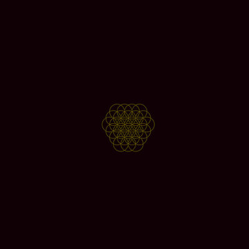 Golden Sacred Geometry Flower of Life Vector Symbol on Dark Background