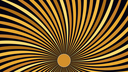 Fototapeta premium Vintage sunburst background with golden rays. Retro spiral sunbeam vector. Abstract swirl pattern for circus and carnival posters.