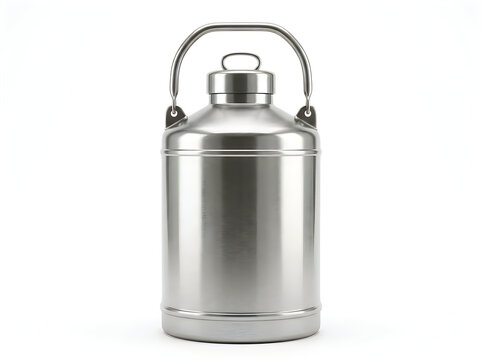 metal liquid nitrogen dewar cryogenic storage flask laboratory equipment isolated on transparent background