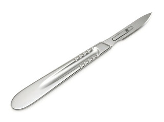 Fototapeta premium medical surgical scalpel with stainless steel blade and handle isolated on transparent background