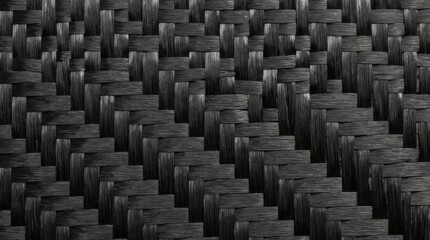 Obraz premium Carbon fiber texture tile, seamless 3D weave pattern. High-tech black background for automotive and industry design. Dark material abstract.