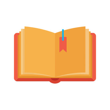Open book with red cover and bookmark icon vector illustration isolated on white background