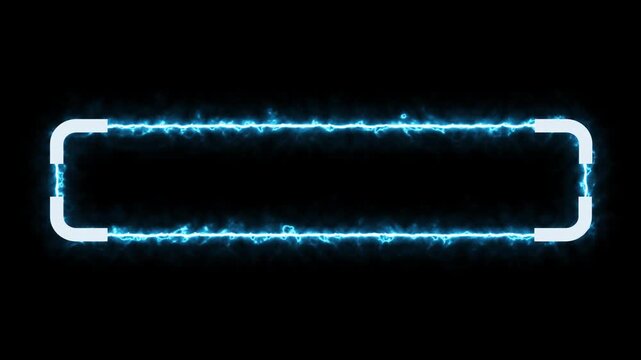 Lower third title modern glowing blue neon animation banner for overlay with alpha channel. Perfect for video editing, news, presentations, interviews, and social media.