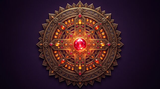 Intricate golden mandala pattern with glowing light center for diwali festival of lights and spiritual celebration