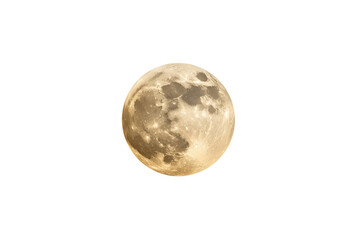 Naklejka premium Warm pale full moon with detailed cratered lunar surface