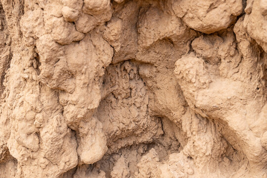 Eroded Dry Clay Rock Surface Close Up Texture