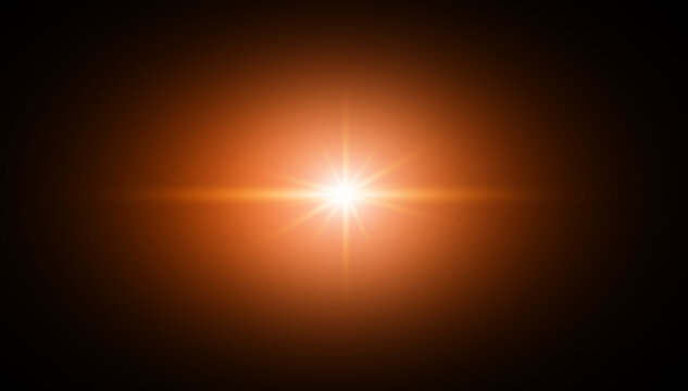 Sunlight Ray Lens Flare Glow Effects With Rays Shine Black and Golden