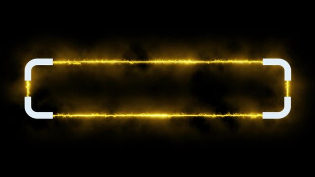 Lower third title modern glowing yellow neon animation banner for overlay with alpha channel. Perfect for video editing, news, presentations, interviews, and social media.
