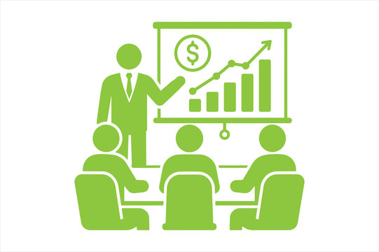 Business meeting presentation with chart and dollar symbol business corporate