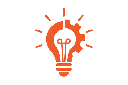 Creative innovation lightbulb icon with integrated gear lightbulb innovation