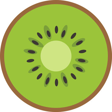 Kiwi slice vector illustration flat design kiwifruit cross section icon minimalist fresh fruit graphic for food menu healthy lifestyle and tropical fruit concept