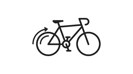 Obraz premium Minimalist Black Bicycle Vector Icon with Circular Arrow Design, Sustainable Eco-Friendly Transportation and Cycling Symbol, Isolated Line Art Illustration for Mobile App or Web UI Design