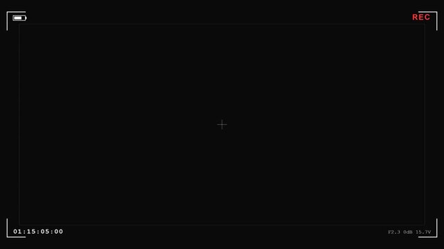 Security Camera Viewfinder Interface Recording Overlay with Digital Timecode and Battery Status for Surveillance Video Projects